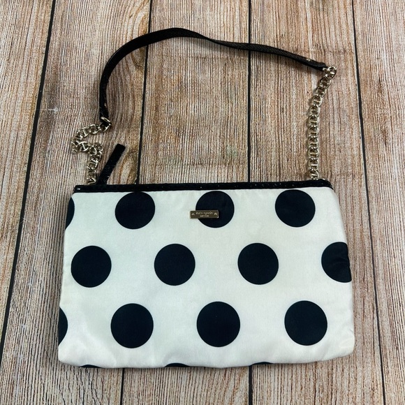 Kate Spade New York White Black Polka Dot Bow Small Hand Bag Purse - Picture 2 of 8
